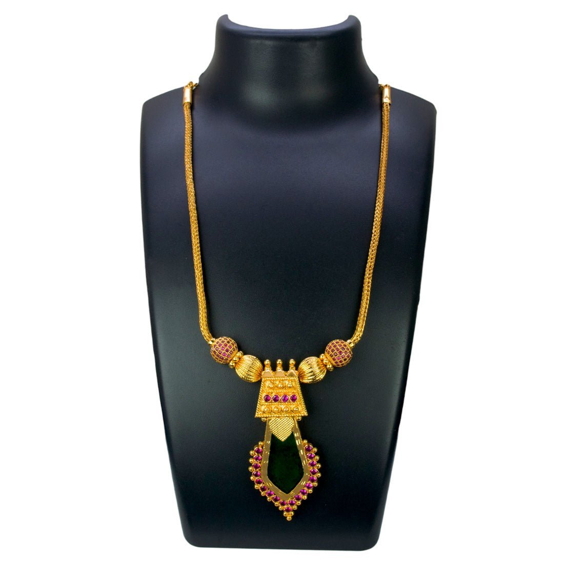 Classy Gold Plated Ruby Stones Nagapadam Pendant Necklace - KSupreme