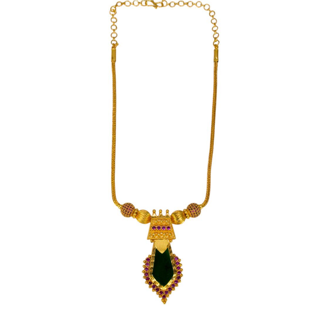Classy Gold Plated Ruby Stones Nagapadam Pendant Necklace - KSupreme