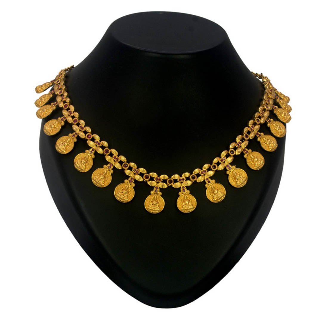 Contemporary Semi - precious Stone matte Lakshmi Kasu Necklace - K Supreme