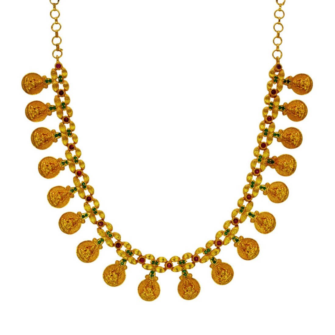 Contemporary Semi - precious Stone matte Lakshmi Kasu Necklace - K Supreme