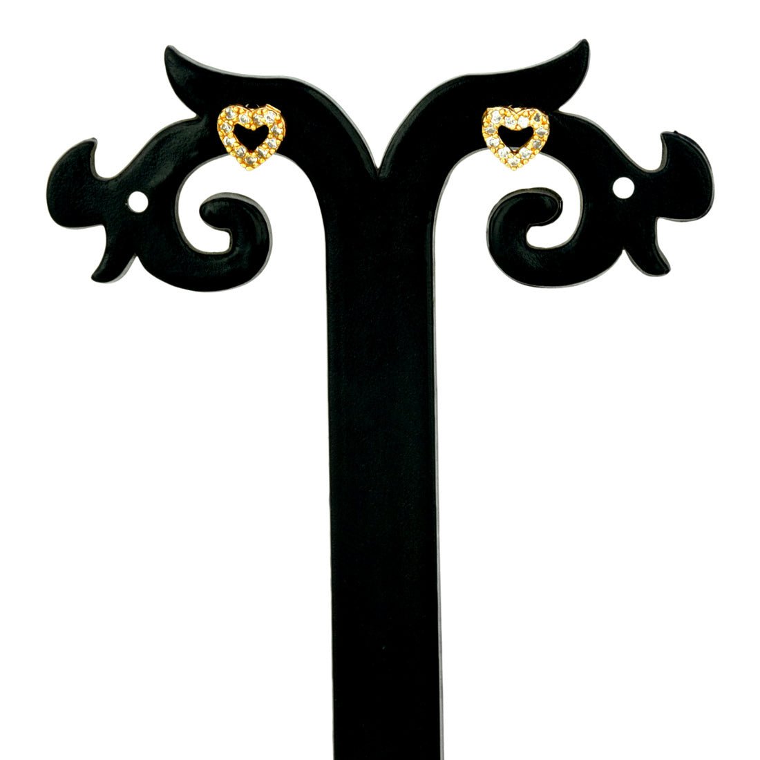 Cute Small Gold Plated CZ Heart Ear Studs - K Supreme