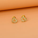 Cute Small Gold Plated CZ Heart Ear Studs - K Supreme