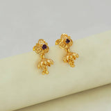 Cute Small Gold - Plated Red Stone Kids Jhumka Earrings - K Supreme