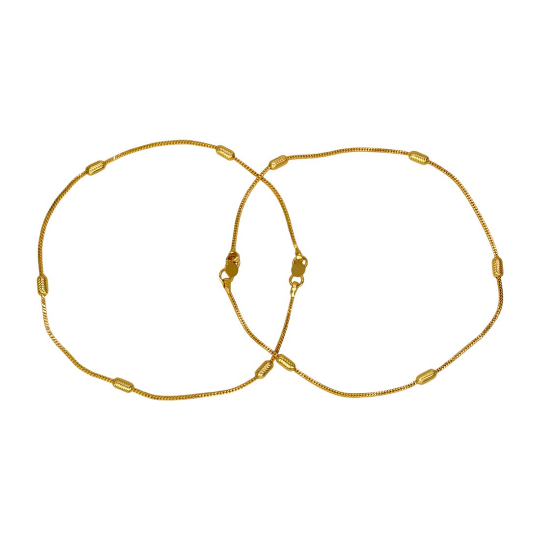 Cylindrical Design Delicate Gold Plated Anklets - KSupreme