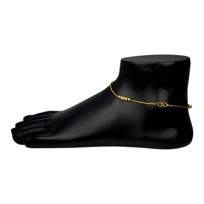 Cylindrical Design Delicate Gold Plated Anklets - KSupreme