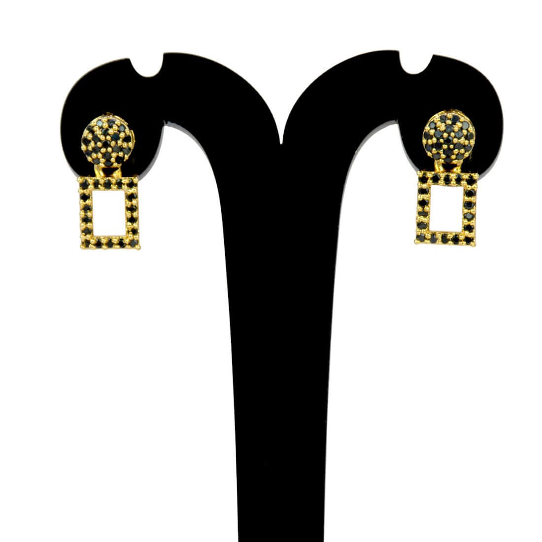 Dazzling Gold Plated Geometric Stone Drop Earrings - K Supreme