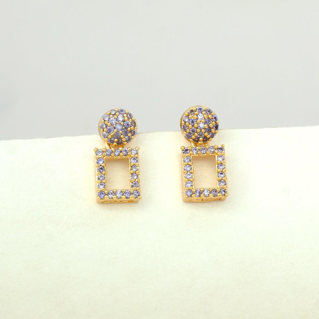 Dazzling Gold Plated Geometric Stone Drop Earrings - K Supreme