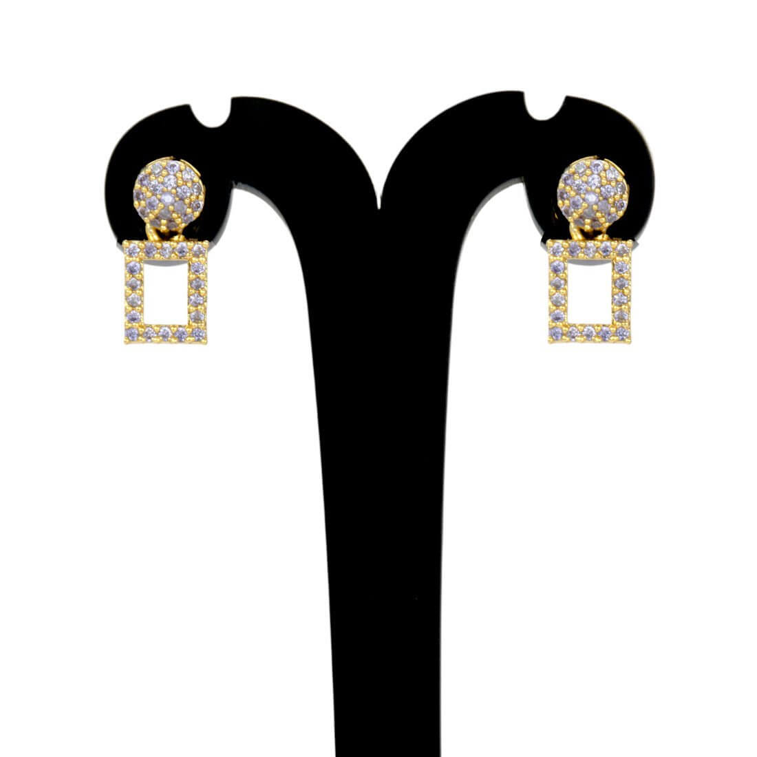 Dazzling Gold Plated Geometric Stone Drop Earrings - K Supreme