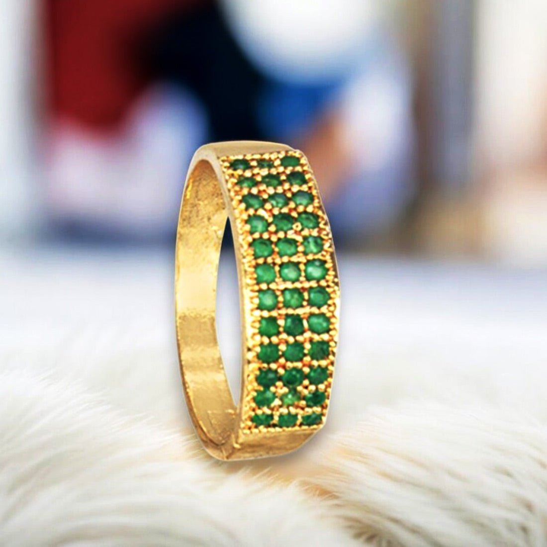 Dazzling Gold Plated Triple Line Stones Finger Ring - KSupreme