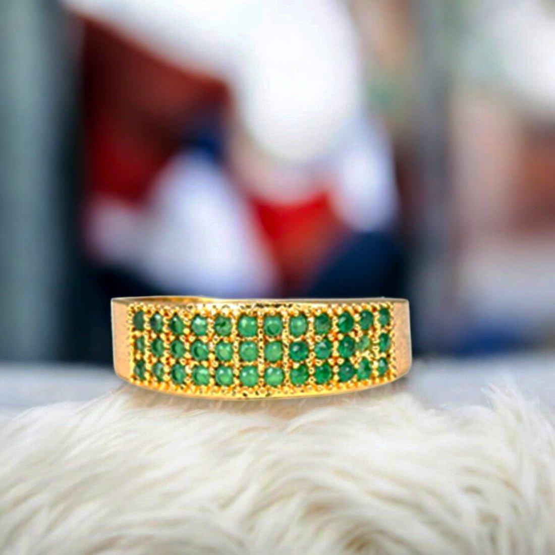 Dazzling Gold Plated Triple Line Stones Finger Ring - KSupreme