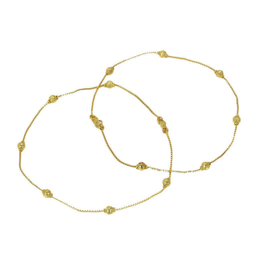 Delicate Thin Chain Golden Ball Anklets