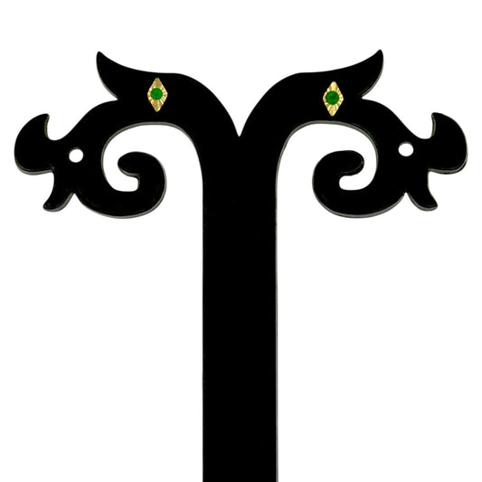Diamond - cut Gold Plated Emerald Second Studs - K Supreme