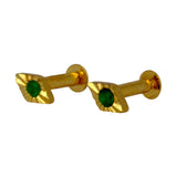 Diamond - cut Gold Plated Emerald Second Studs - K Supreme