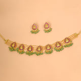 Divine Gold Plated Ruby Lakshmi Crystal Choker Necklace Set - K Supreme