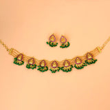Divine Gold Plated Ruby Lakshmi Crystal Choker Necklace Set - K Supreme