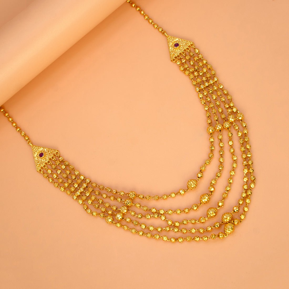 Elegant Five - Strand Designer Golden Beads Layer Necklace - KSupreme