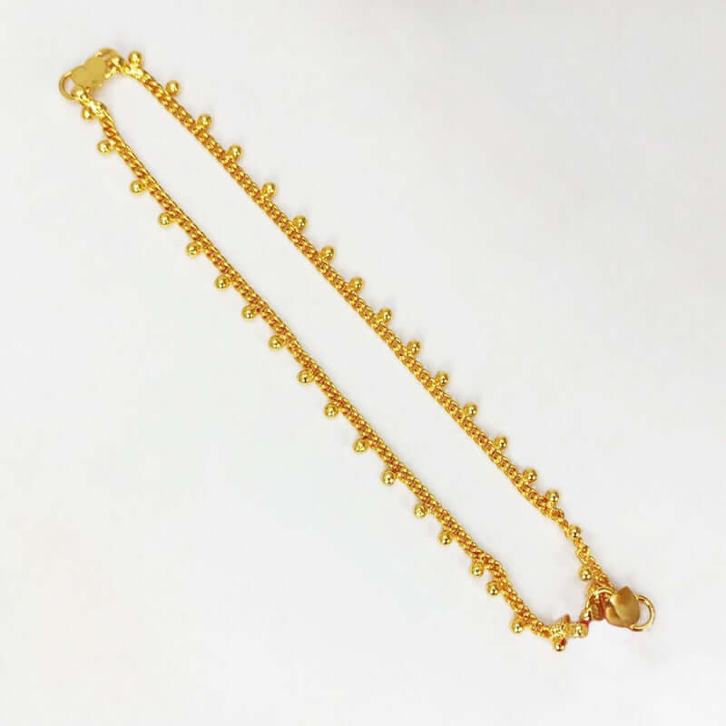 Elegant Gold Plated Bead Link Chain Anklets