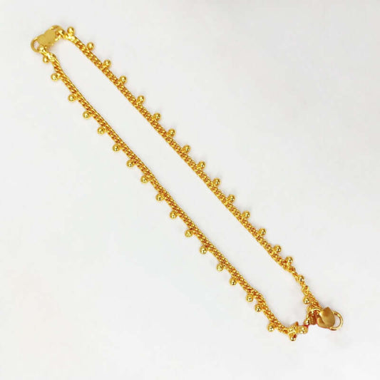 Elegant Gold Plated Bead Link Chain Anklets
