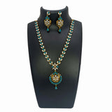 Elegant Gold Plated Blue and White Pearl Necklace Set - K Supreme