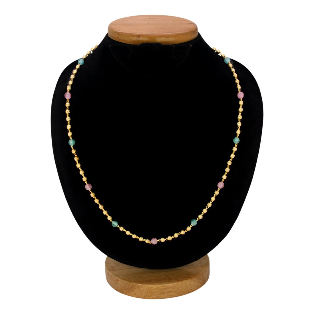 Elegant Gold Plated Designer Ball Chain with Pastel Beads - KSupreme