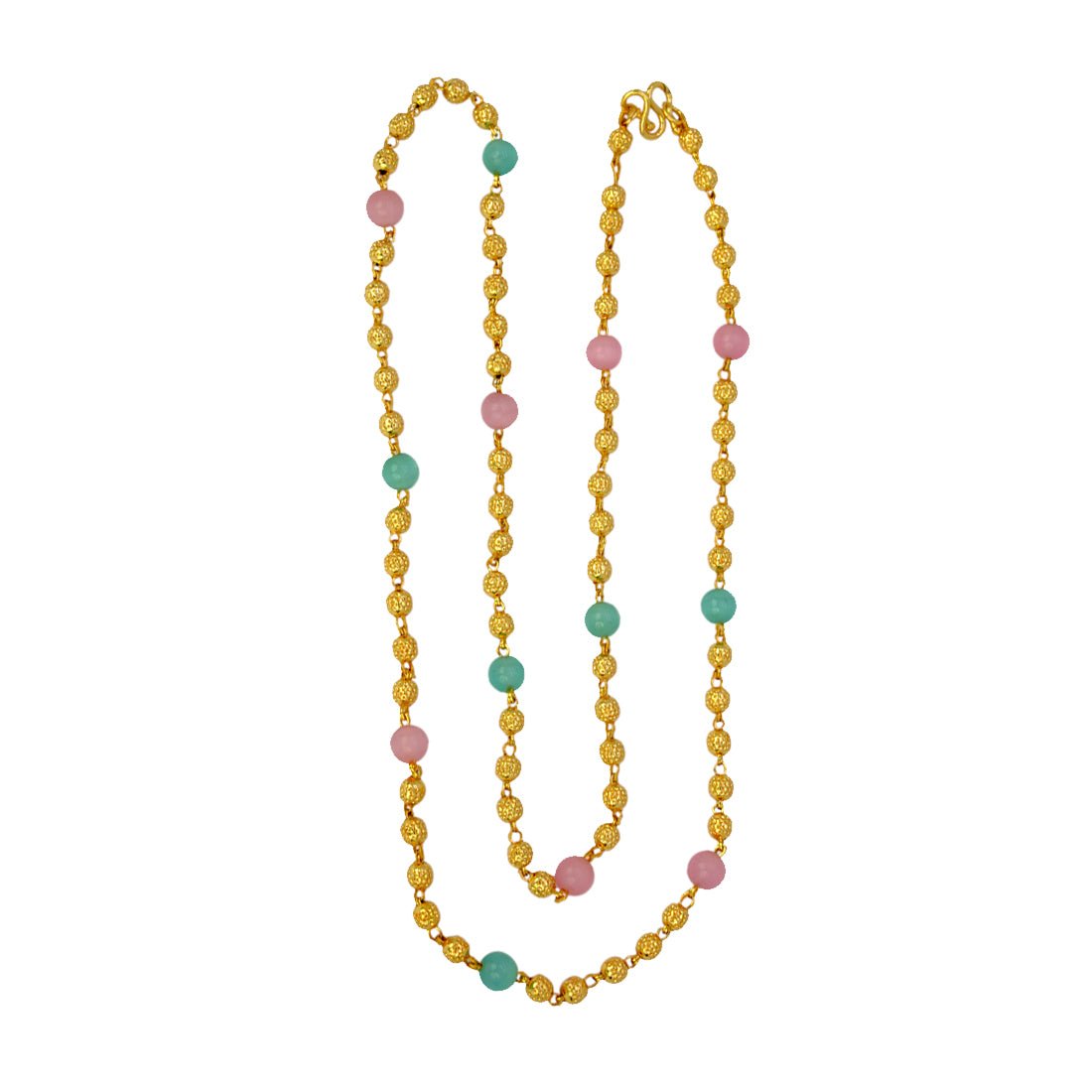 Elegant Gold Plated Designer Ball Chain with Pastel Beads - KSupreme