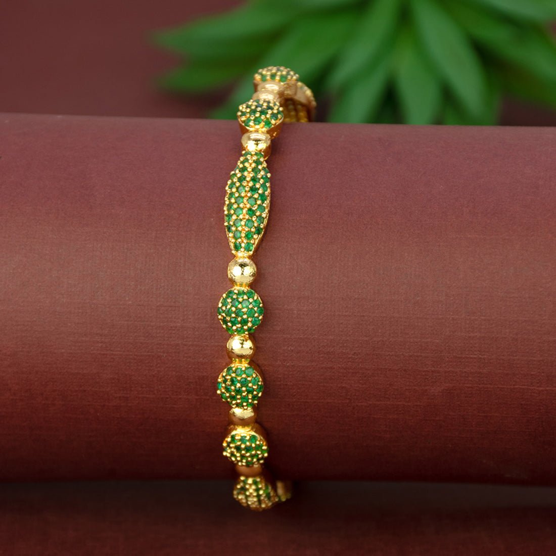 Elegant Gold Plated Designer Stone Bangle - K Supreme