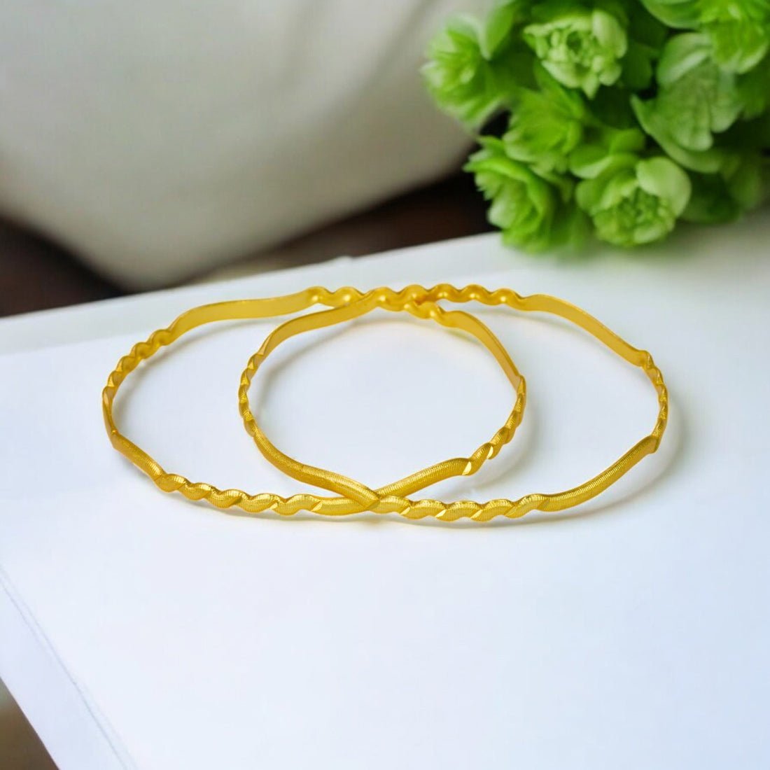Elegant Gold Plated Designer Wave Bangles - KSupreme