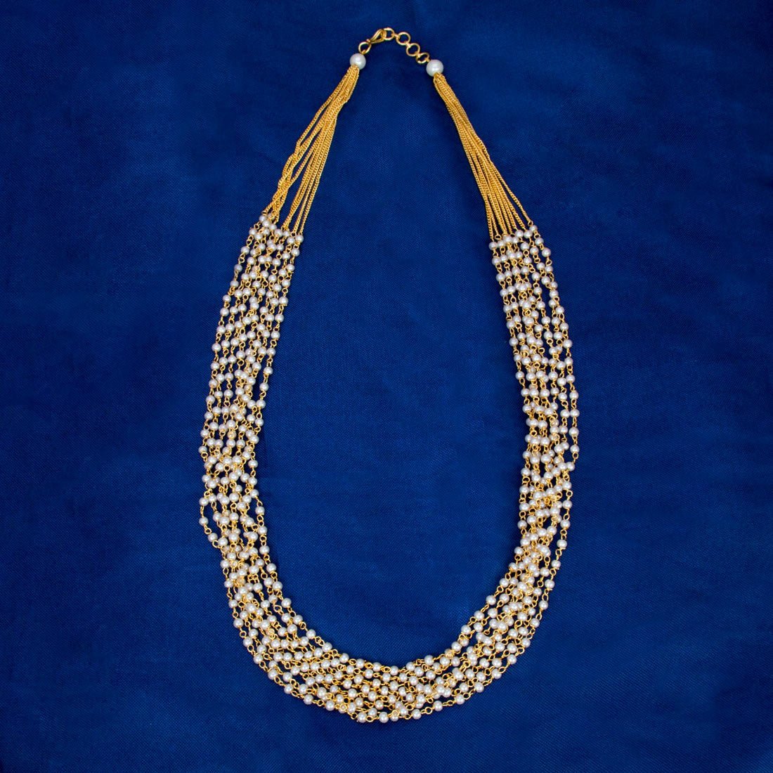 Elegant Gold Plated Eight Layered Pearl Beads Necklace - K Supreme