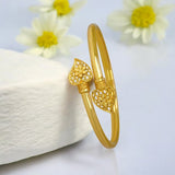 Elegant Gold Plated Floral Heart Open Bangle - KSupreme