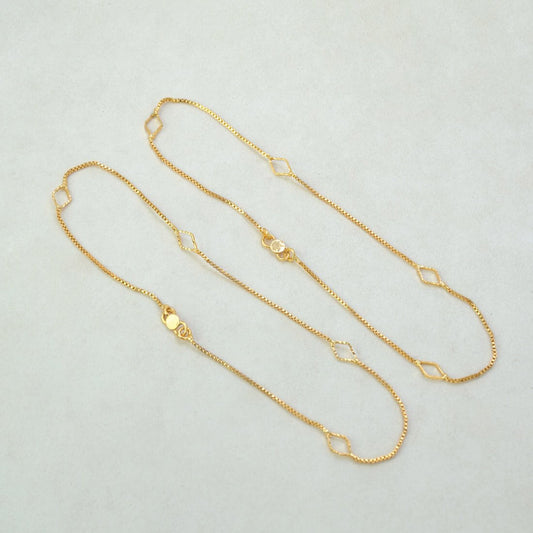 Elegant Gold Plated Geometric Design Box Chain Anklets - K Supreme