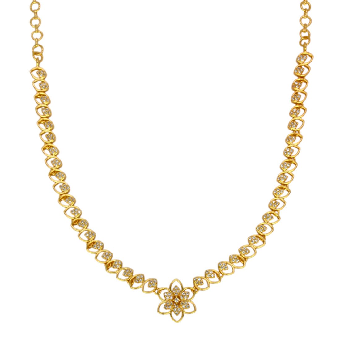 Elegant Gold Plated Leaves Design Stone Necklace - K Supreme