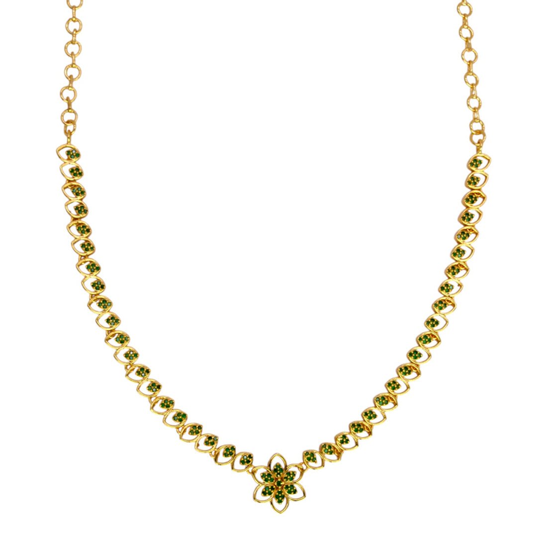 Elegant Gold Plated Leaves Design Stone Necklace - K Supreme