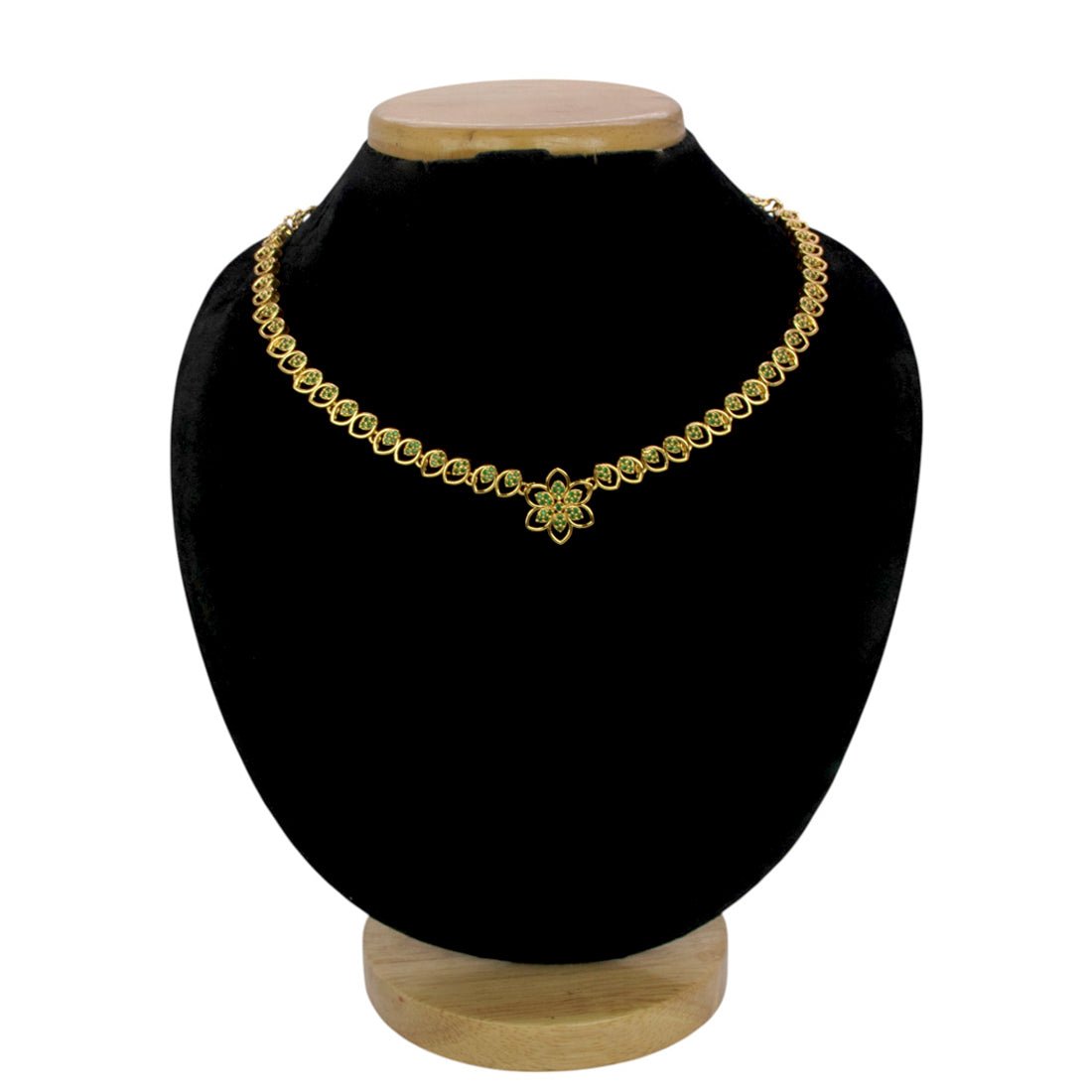 Elegant Gold Plated Leaves Design Stone Necklace - K Supreme