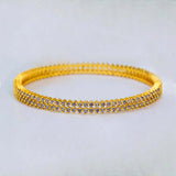 Elegant Gold Plated Purple CZ Stone Bangle - K Supreme