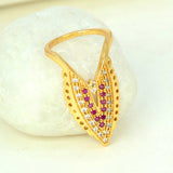 Elegant Gold Plated Semiprecious Stone Vanki Ring
