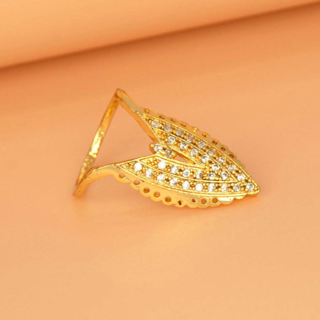 Elegant Gold Plated Semiprecious Stone Vanki Ring