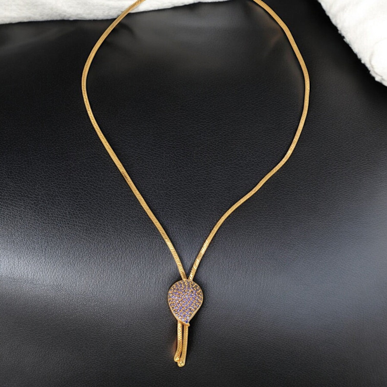 Elegant Gold Plated Stone Pendant Chain - KSupreme