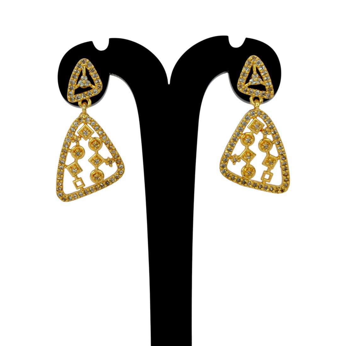 Elegant Gold Plated Triangular Stone Earrings - K Supreme