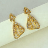 Elegant Gold Plated Triangular Stone Earrings - K Supreme