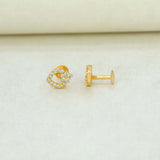 Elegant Small Gold Plated Sparkling Floral CZ Heart Studs - K Supreme