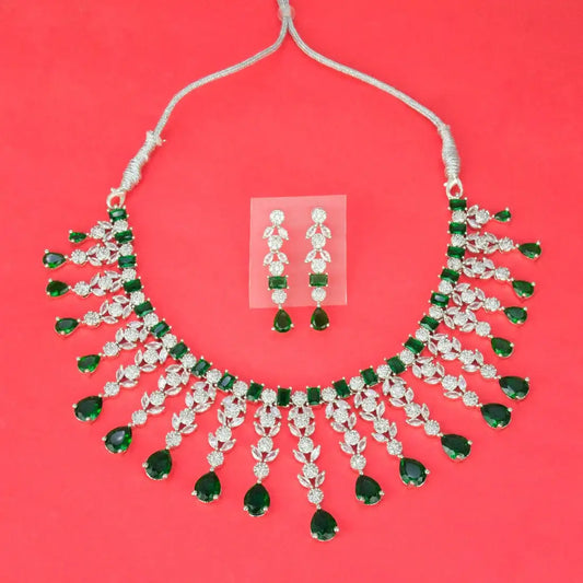 Enchanting American Diamond Emerald Choker Set
