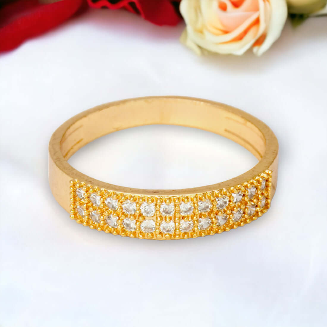 Enchanting Gold Plated Semi - precious Stones Finger Ring - K Supreme