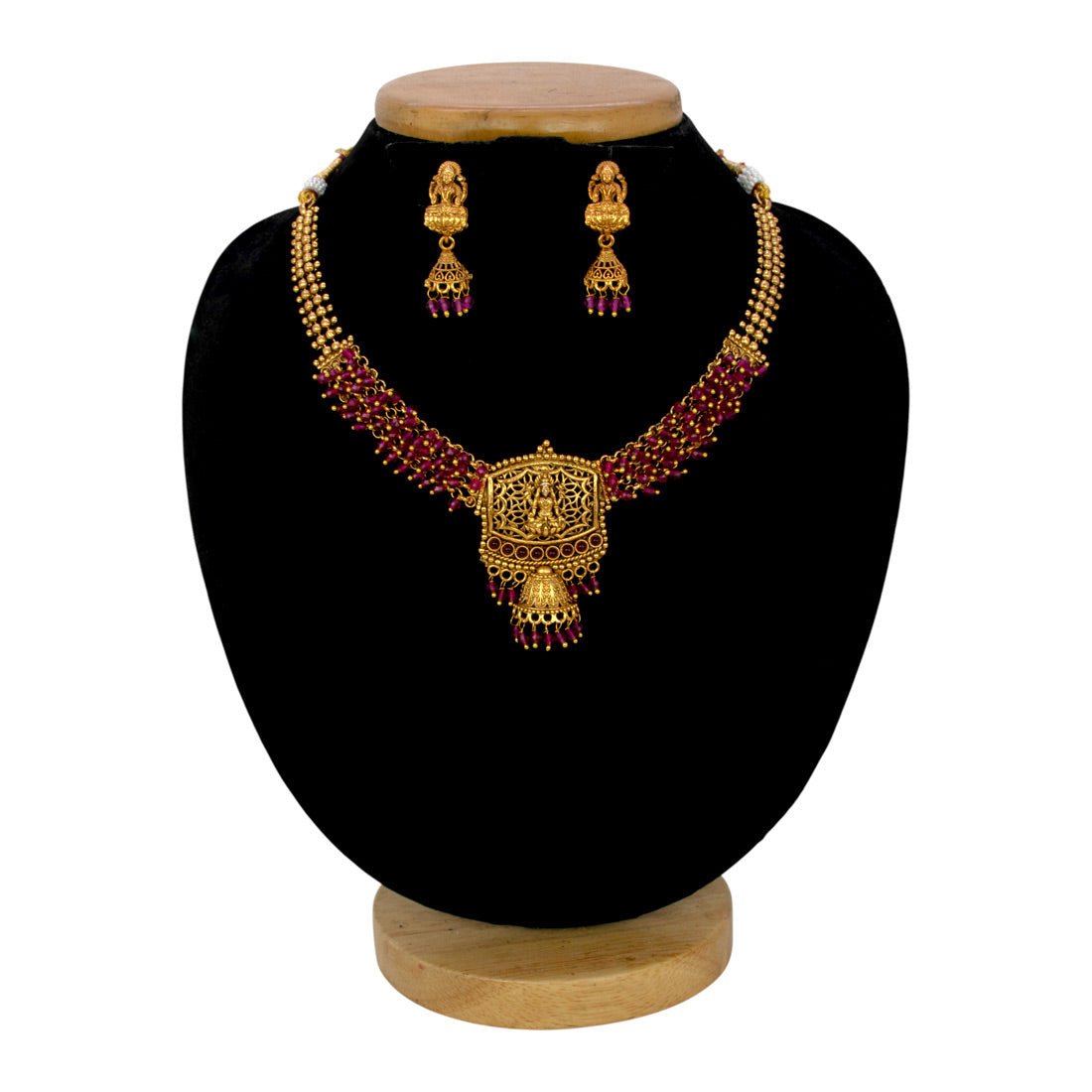 Ethnic Antique Gold Plated Crystal Lakshmi Necklace Set - KSupreme