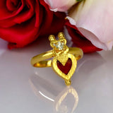 Ethnic Gold Plated Heart Enamel Finger Ring - KSupreme