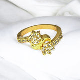 Expand Attractive Gold Plated White Stone Floral Ring - KSupreme