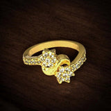Expand Attractive Gold Plated White Stone Floral Ring - KSupreme