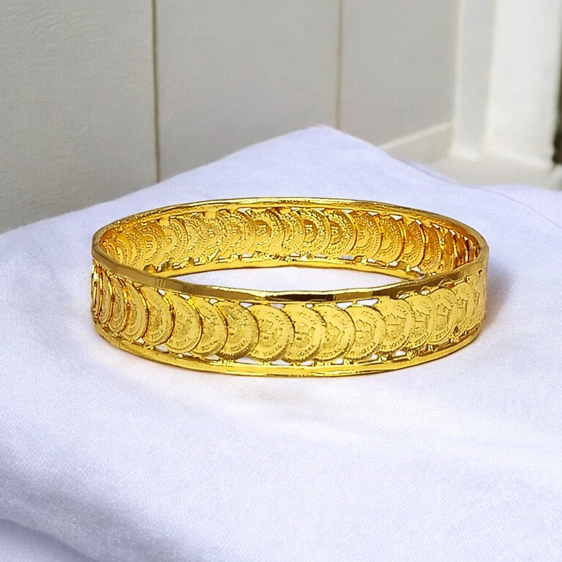 Expand Elegant Gold Plated Head Coin Bangle Kasuvala - KSupreme