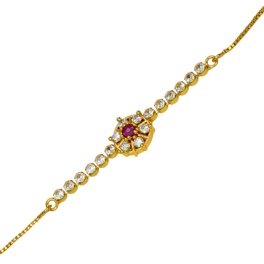 Expand Gold Plated Floral CZ Stone Ladies Bracelet - KSupreme