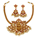 Exquisite Antique Gold Plated Lakshmi Kemp Choker Set - KSupreme