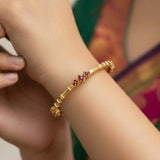 Exquisite Gold Plated Floral Ruby Stone Bangle - K Supreme